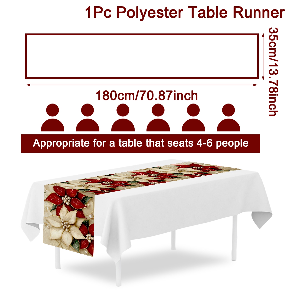180*35cm Floral Christmas Tabl - Christmas Table Runner ulasan dan harga
