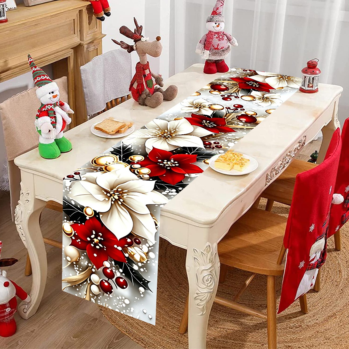 180*35cm Floral Christmas Tabl - Christmas Table Runner ulasan dan harga