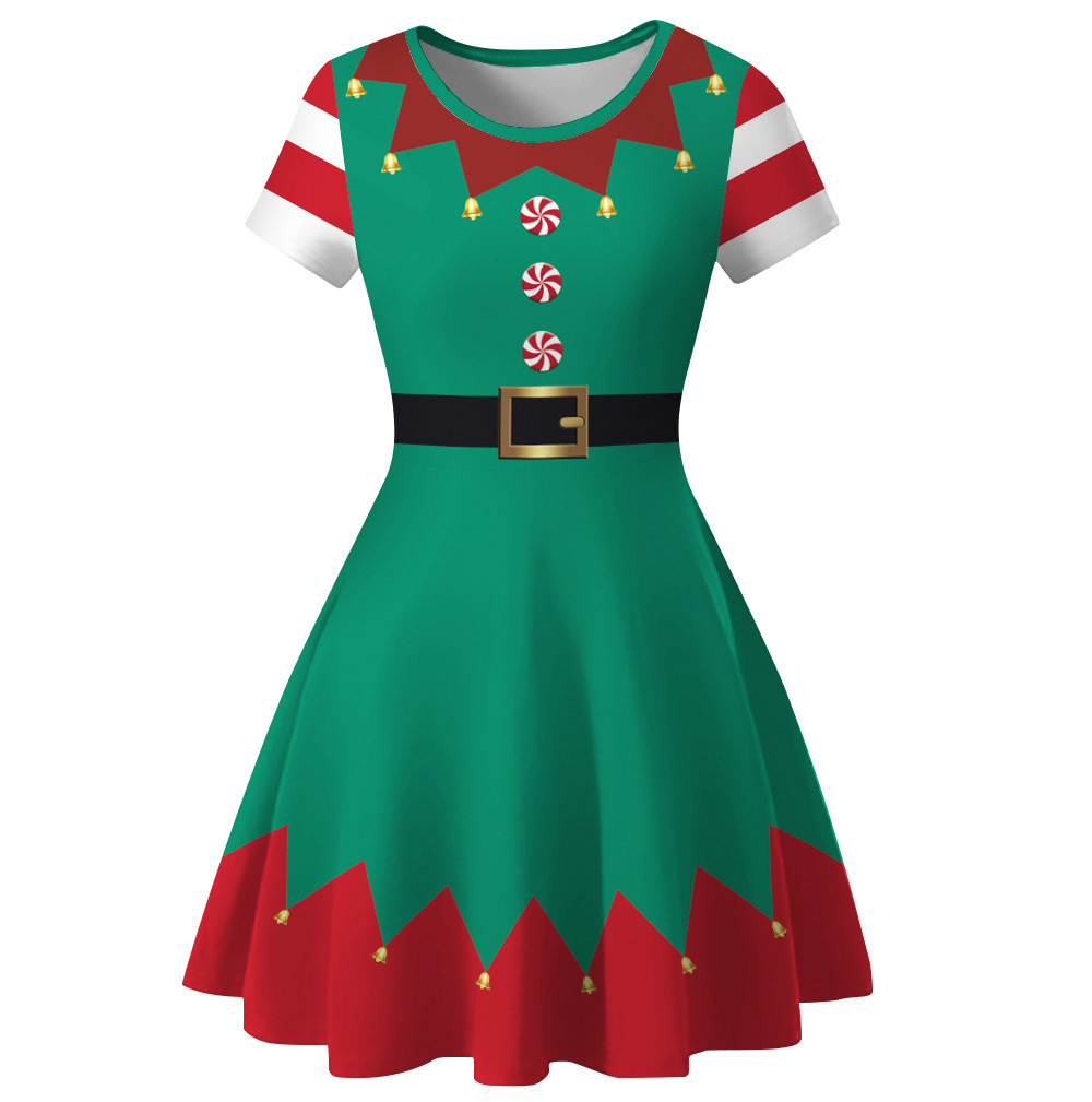 Kids Girls Christmas Party Fan - Elf Costume Christmas ulasan dan harga