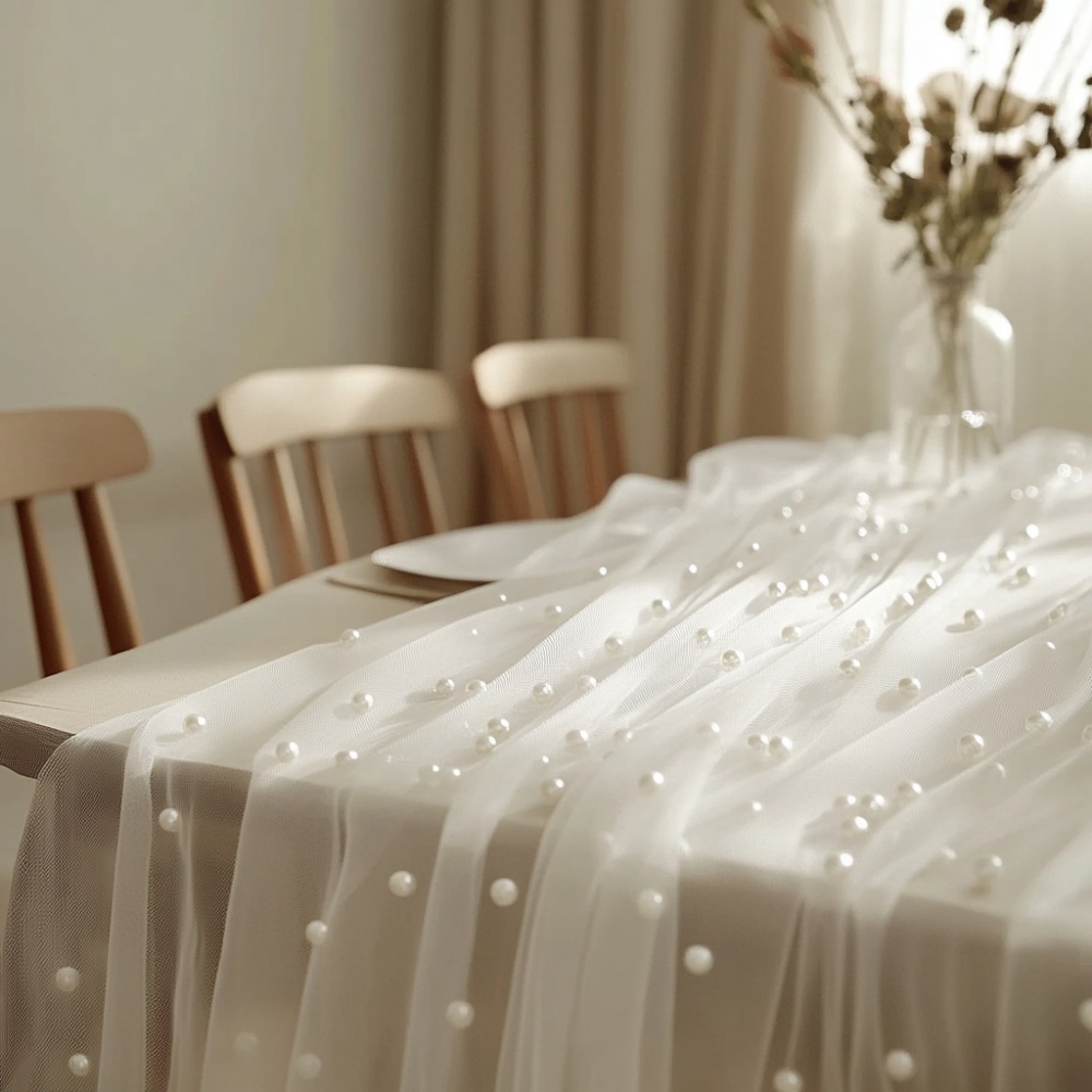 Pearl Chiffon Table Runner 80x - Christmas Table Runner ulasan dan harga